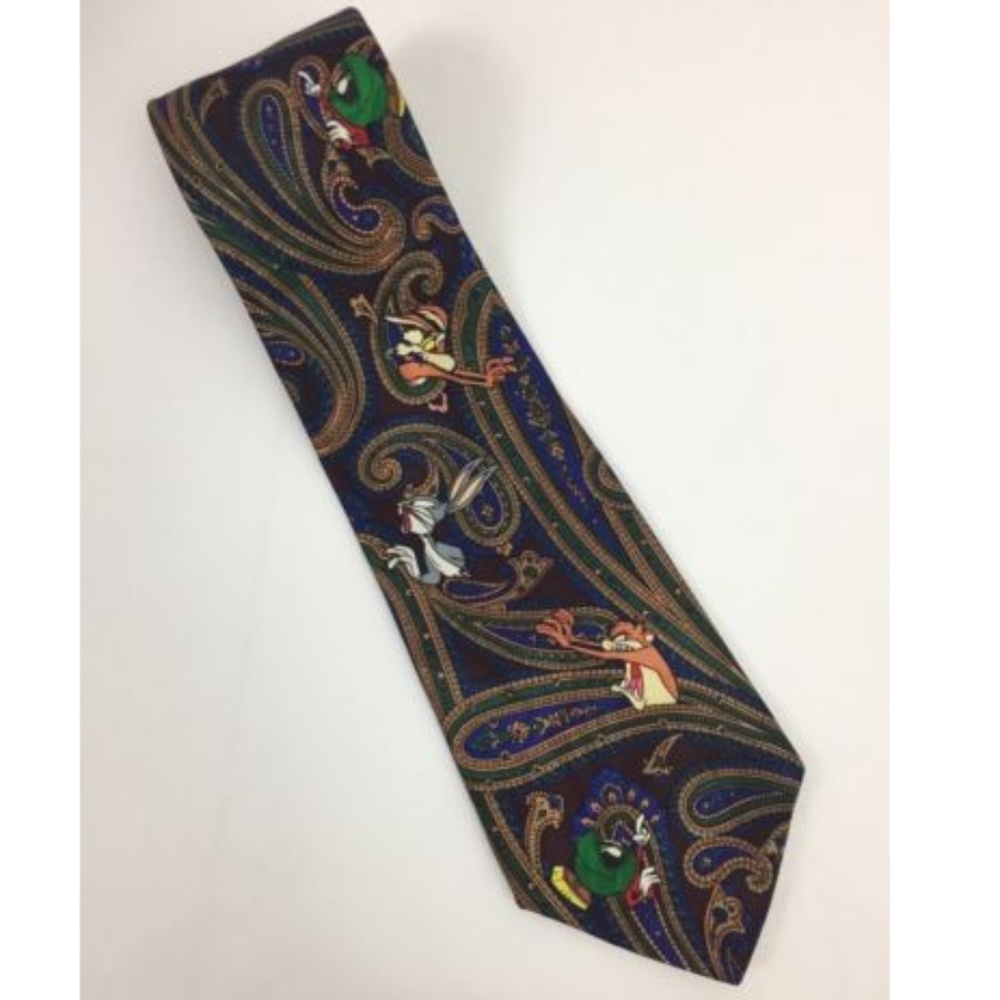 Looney Tunes Characters Mania Paisley Neck Tie 57"